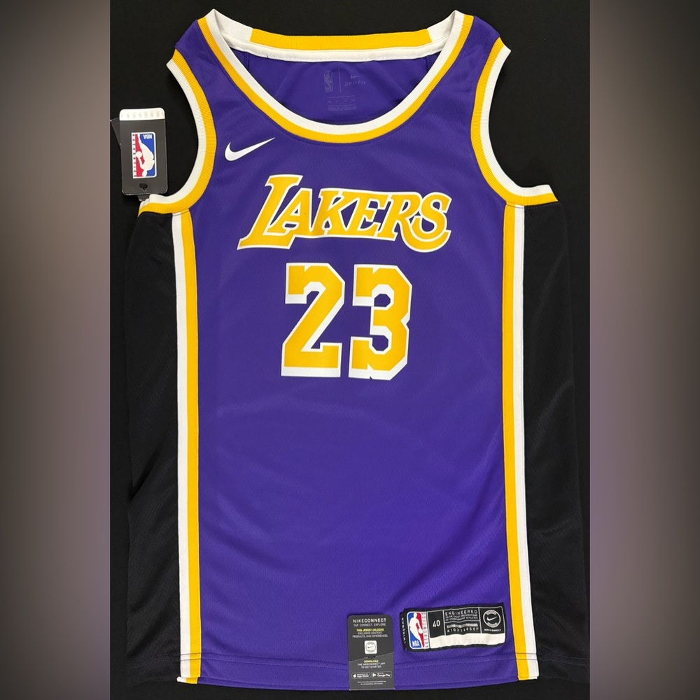 NWT Nike LeBron James Los Angeles Lakers #23 Purple Statement Swingman Jersey 40 - Picture 3 of 7